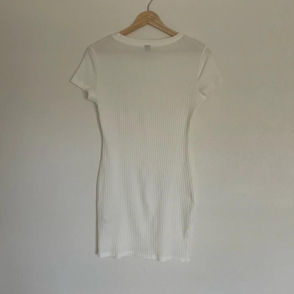 NWOT SHEIN t-shirt dress ribbed white casual short sleeve bodycon - Picture 7 of 8